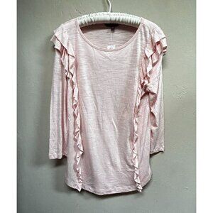 Banana Republic Women's Large Scoop Neck Long Sleeve Ruffle Tunic Top Pink New